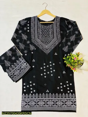 2 pcs women Stitched linen print suit