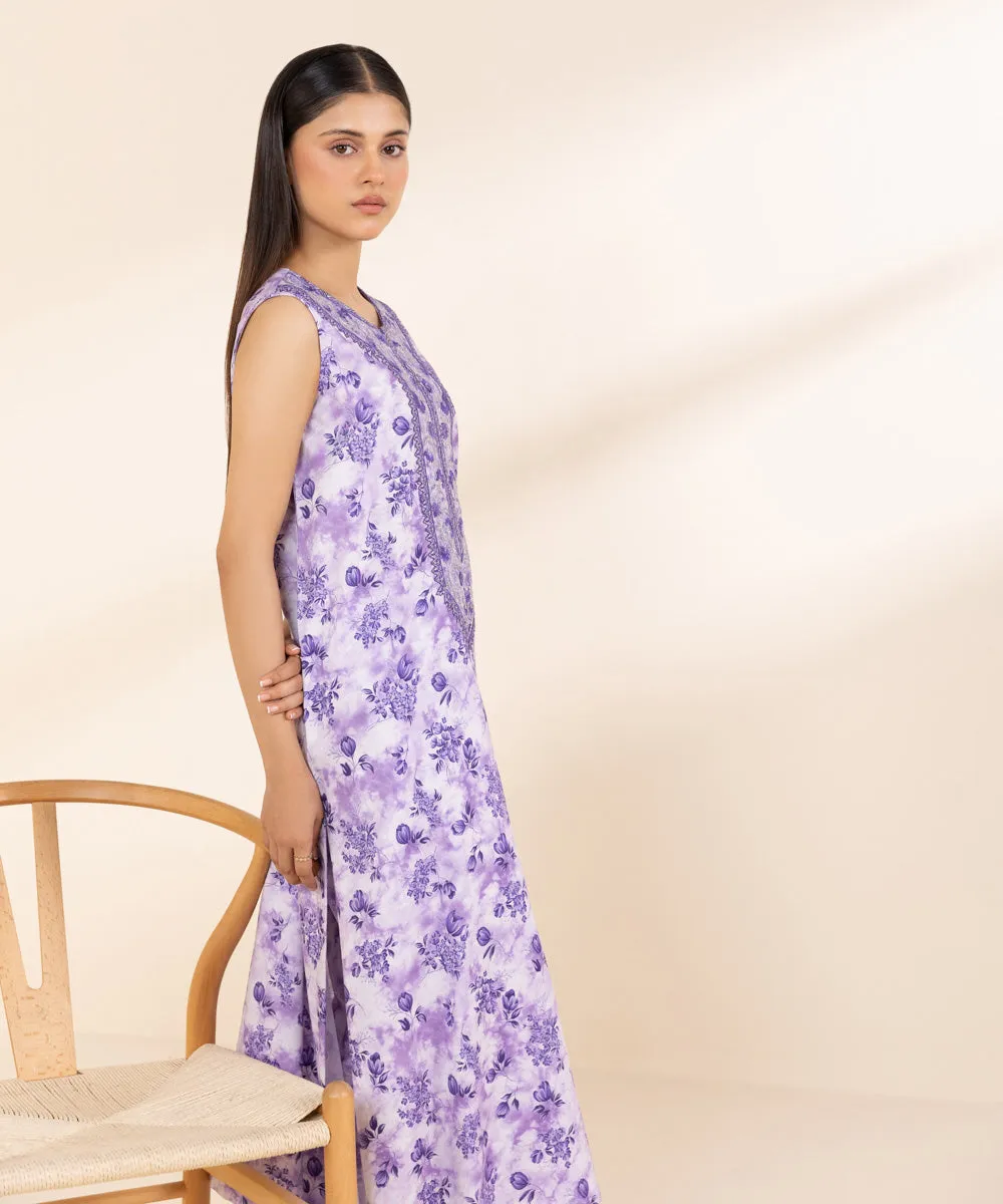 2 Piece - Embroidered Linen Suit
