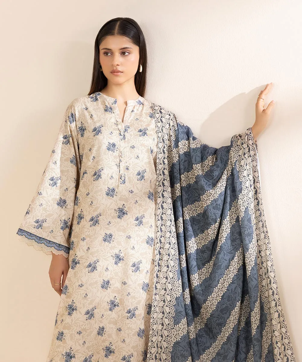 3 Piece - Embroidered Linen Suit