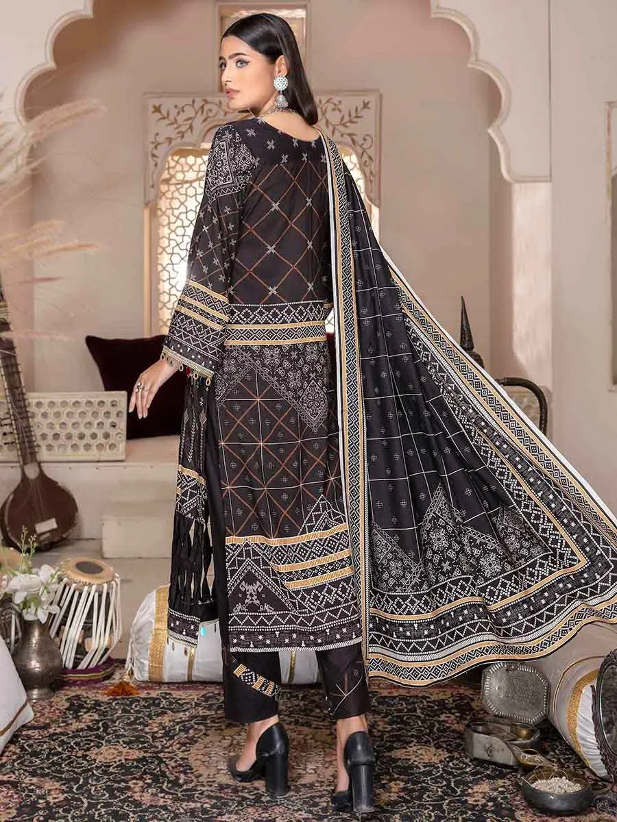 Blossom By Aalaya Unstitched Print and Embroidered Black Winter Pakistani Suit