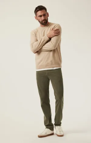 Charisma Relaxed Straight Pants in Dark Olive Twill