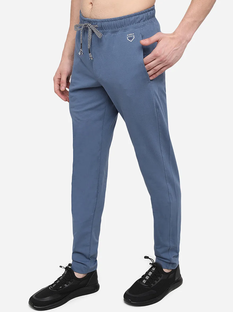 Cornflower Blue Solid Slim Fit Track Pants | JadeBlue