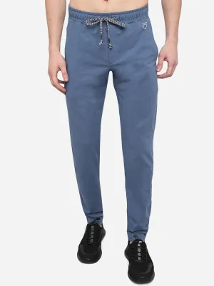 Cornflower Blue Solid Slim Fit Track Pants | JadeBlue