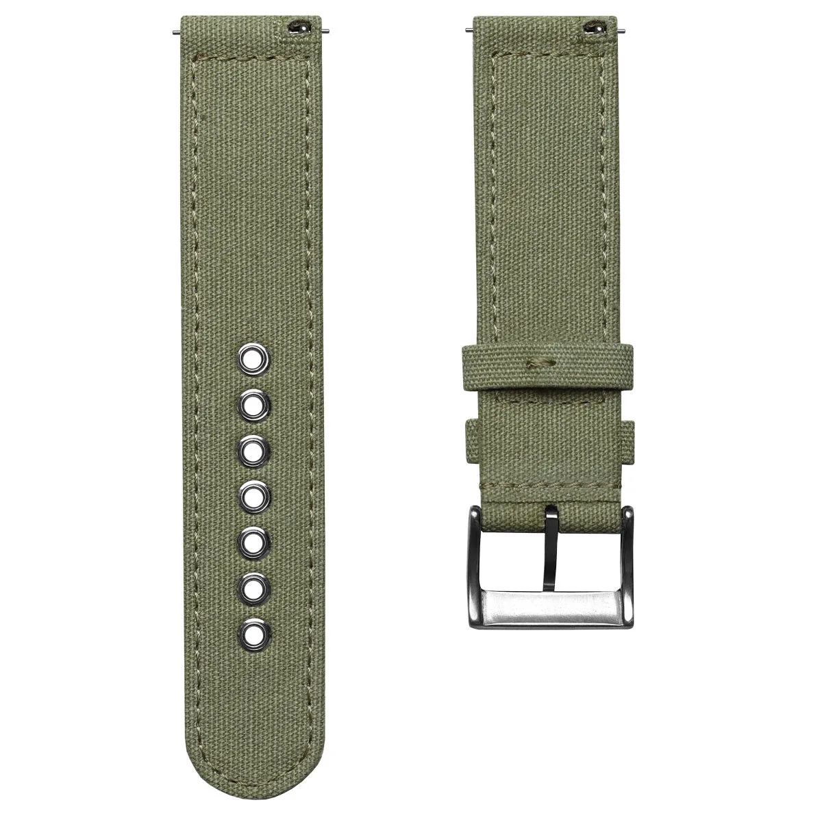 Croyde Canvas Watch Strap - Army Green