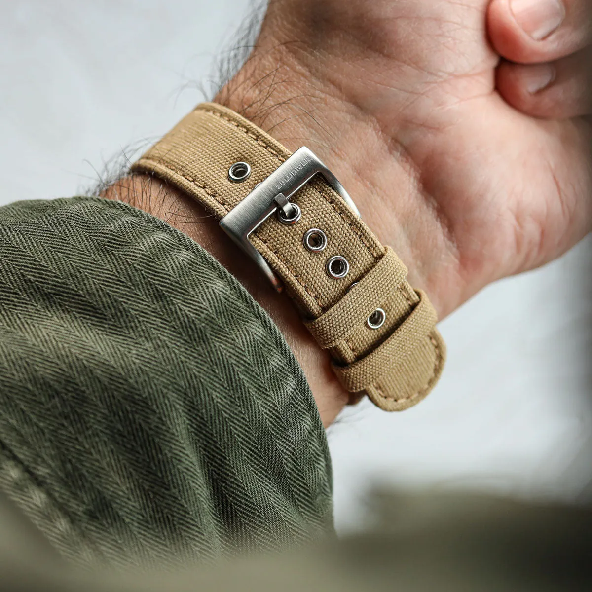 Croyde Canvas Watch Strap - Army Green