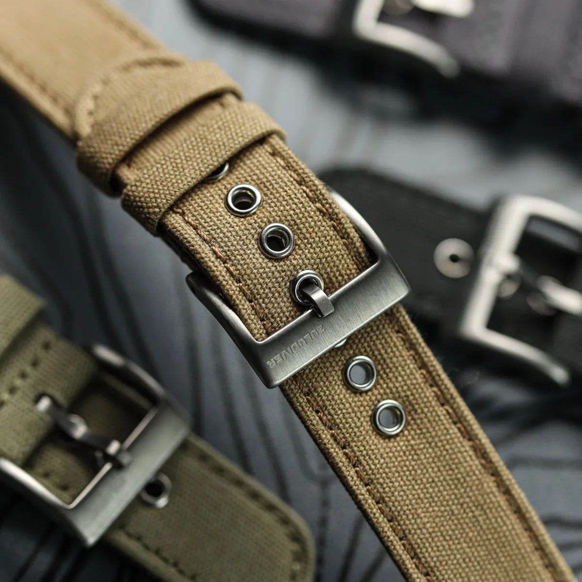 Croyde Canvas Watch Strap - Army Green