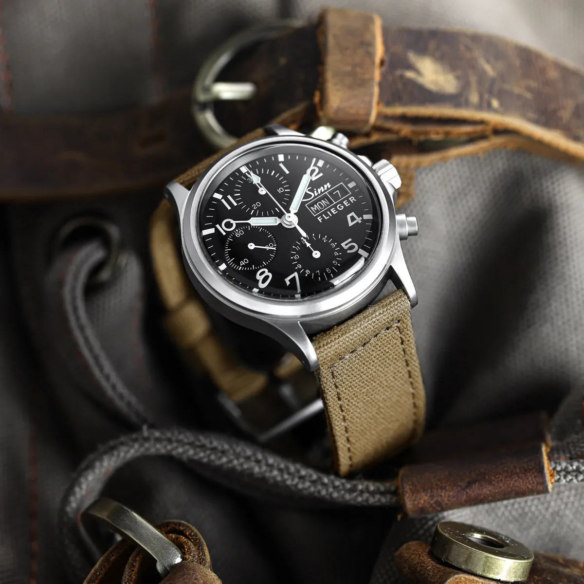 Croyde Canvas Watch Strap - Army Green