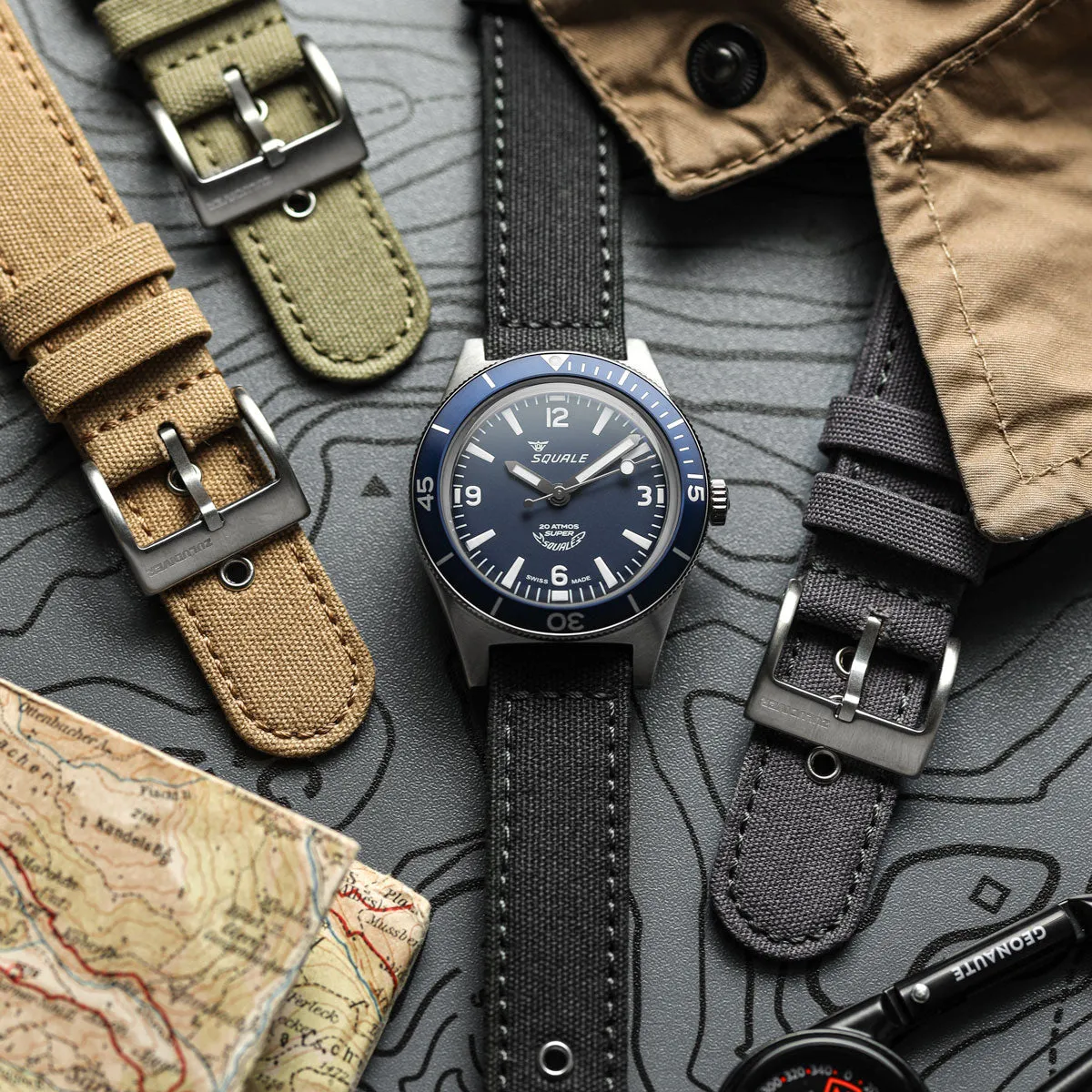 Croyde Canvas Watch Strap - Army Green