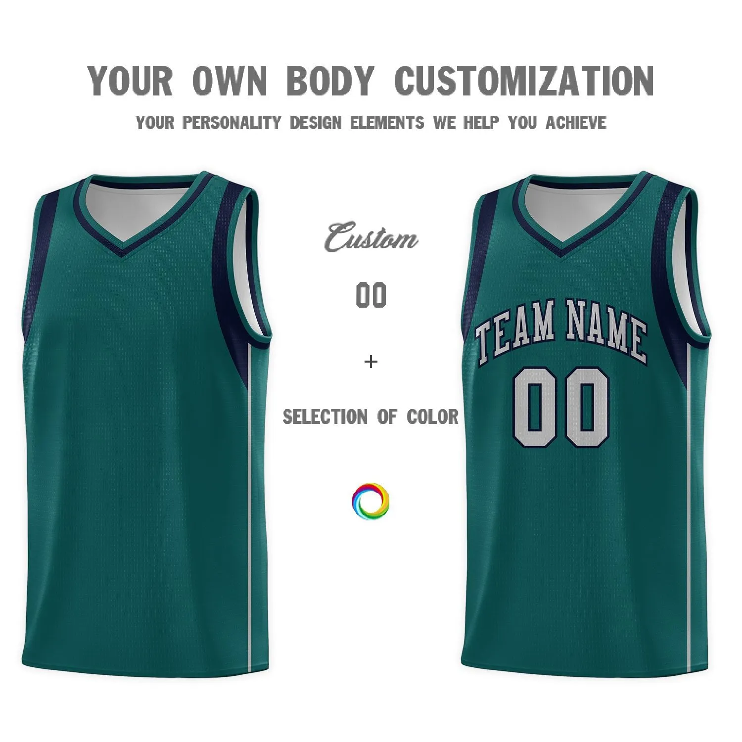 Custom Aqua Gray-Royal Sleeve Color Blocking Classic Sets Sports Uniform Basketball Jersey