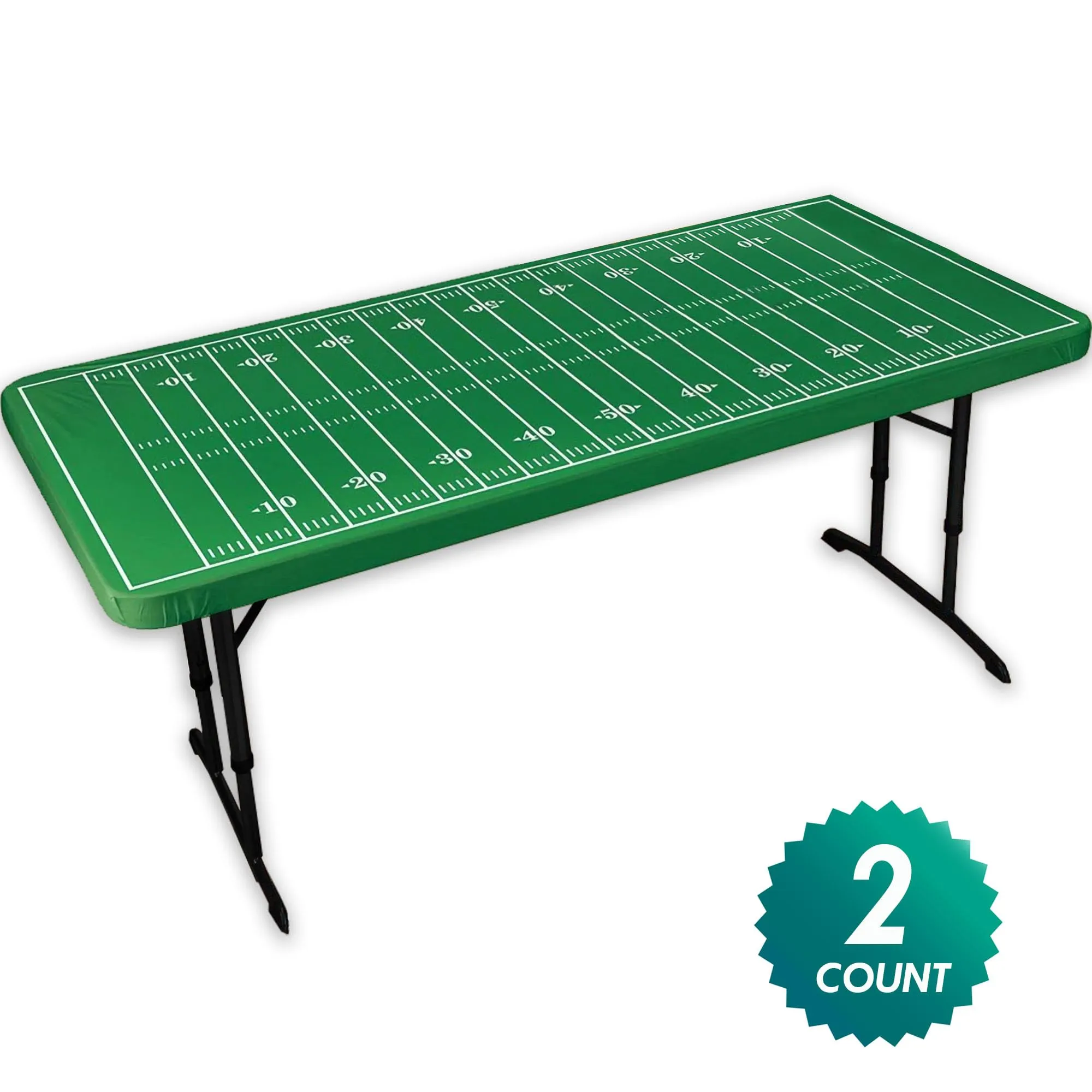 Football Field Plastic Table Cover Party Decoration With Elastic Edge, Fits 6 Foot Table