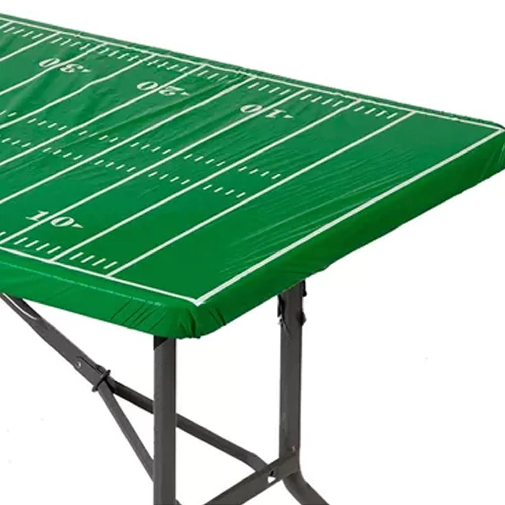 Football Field Plastic Table Cover Party Decoration With Elastic Edge, Fits 6 Foot Table