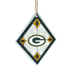 Green Bay Packers Stained Art Glass Christmas Ornament