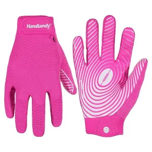 HANDLANDY Football Gloves Men, Sticky Wide Receiver Grip Gloves, Hot Pink Stretch Fit Football Gloves Adult S756