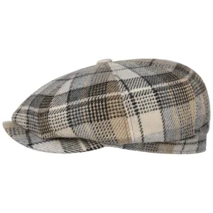 Hatteras Alpaca Wool Check Flat Cap by Stetson