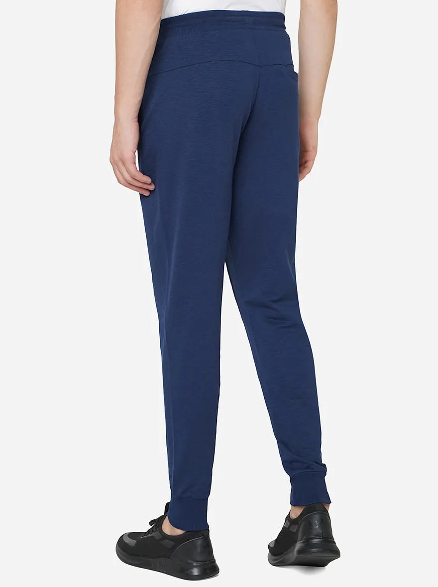 Indigo Blue Solid Slim Fit Track Pant | JadeBlue