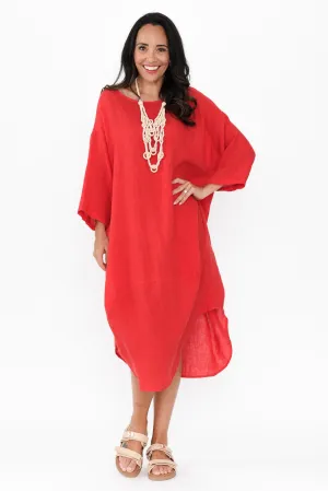 Kana Red Linen Dress