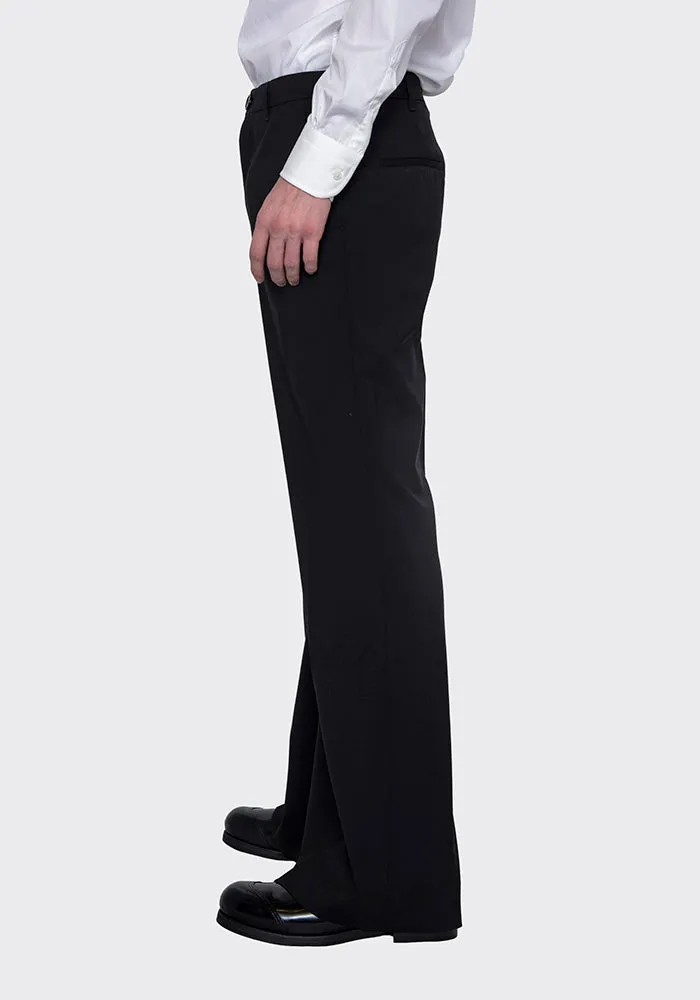 LU'U DAN MP009_LW 70'S LIGHT WOOL BELLBOTTOM TROUSERS BLACK