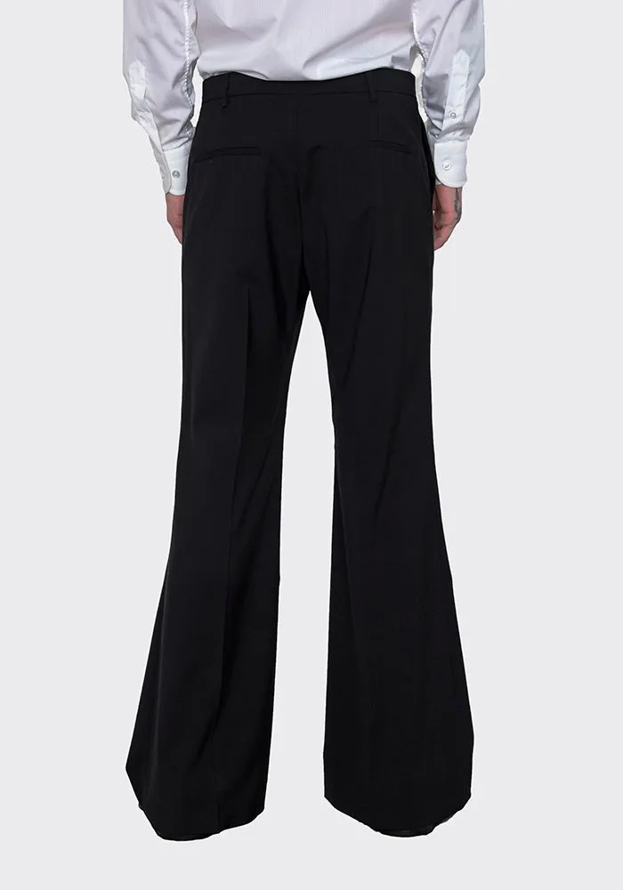 LU'U DAN MP009_LW 70'S LIGHT WOOL BELLBOTTOM TROUSERS BLACK