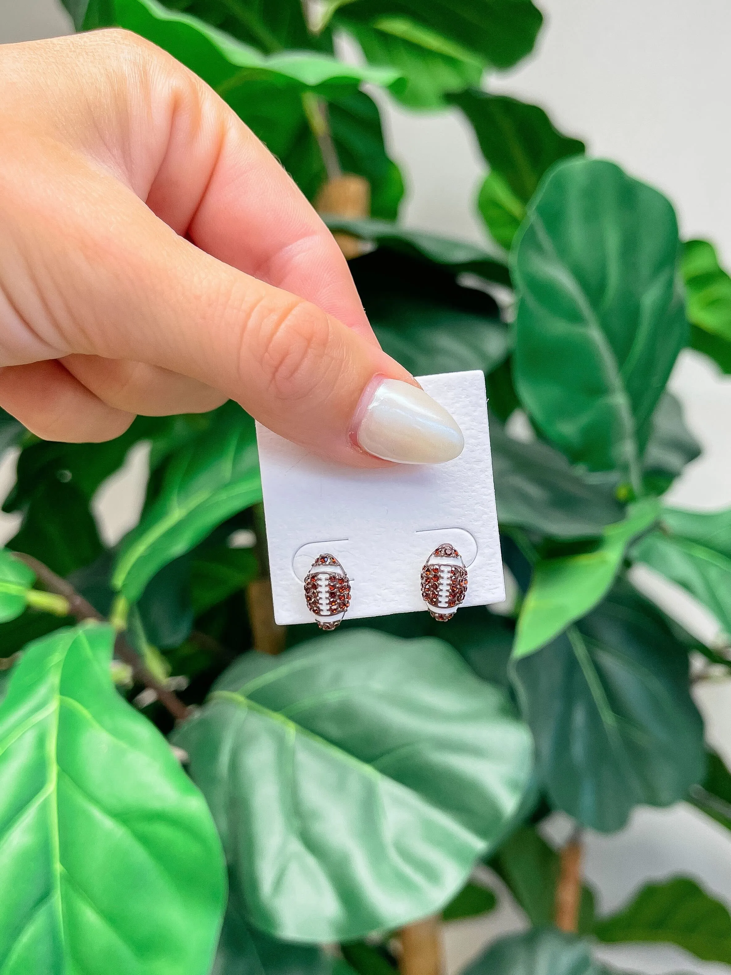 Petite Pave Football Stud Earrings