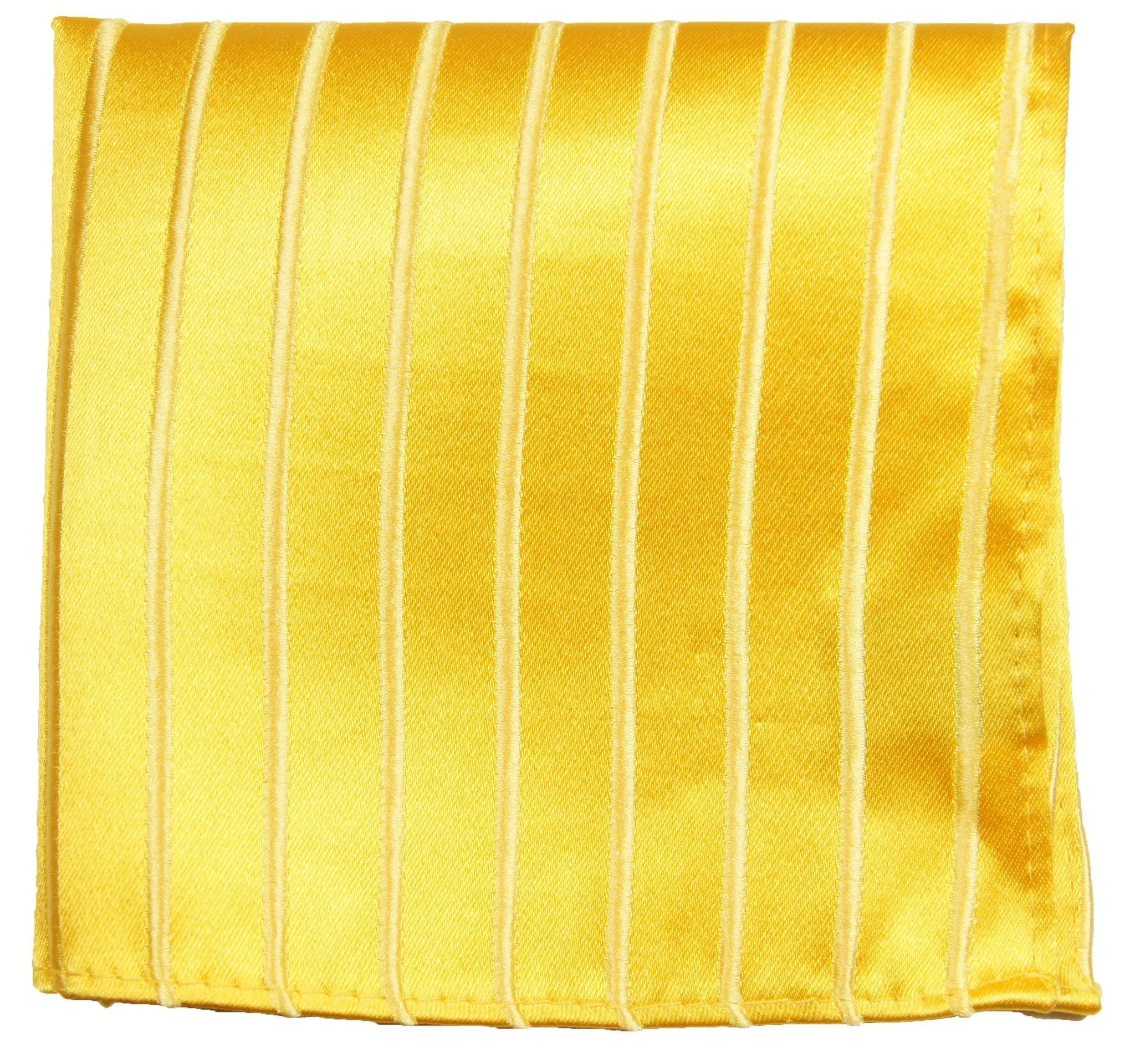 Solid Gold Striped Silk Pocket Square