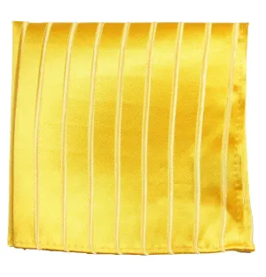 Solid Gold Striped Silk Pocket Square