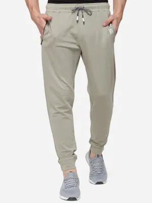 Stone Grey Regular Fit Solid Track Pants | JadeBlue